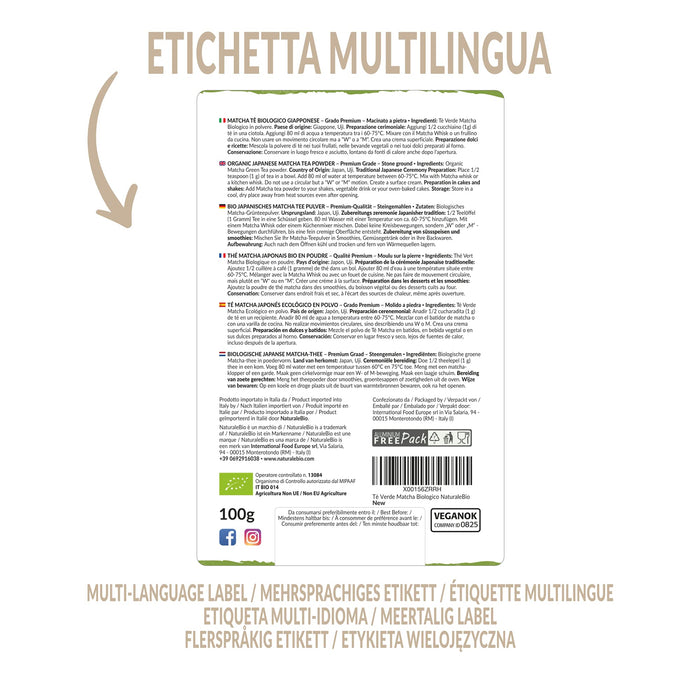 Zielona herbata Matcha organiczna w proszku - Gatunek Premium - 100 g. Herbata Matcha jest produkowana w Uji (Kyoto) w Japonii. Idealna do picia oraz do deserów, koktajli, zimnej herbaty, mleka i jako składnik przepisów.