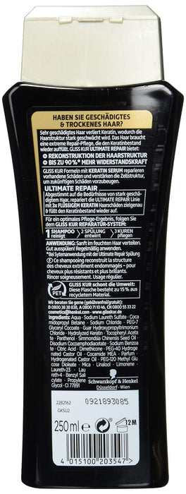 Schwarzkopf Gliss Kur szampon odżywczy, Ultimate Repair, 3 sztuki w opakowaniu (3 x 250 ml)
