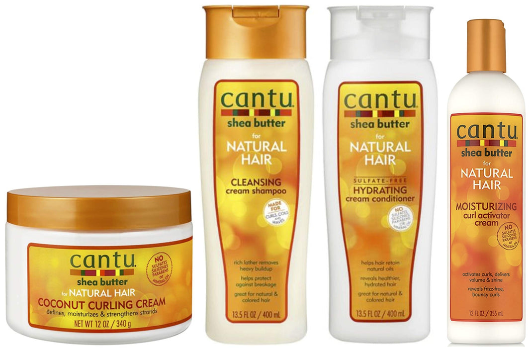 Cantu Coconut Curling Cream 12oz z szamponem i odżywką bez siarczanów, 12 oz i masłem shea, nawilżający Curl Activator Cream 12 oz