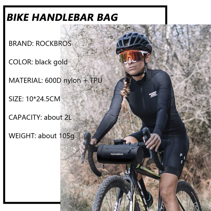 ROCKBROS 100% wodoszczelna torba na kierownicę/torba na ramę/torba na ramię wielofunkcyjna torba rowerowa z paskiem na ramię do MTB, rower wyścigowy ok. 2 l
