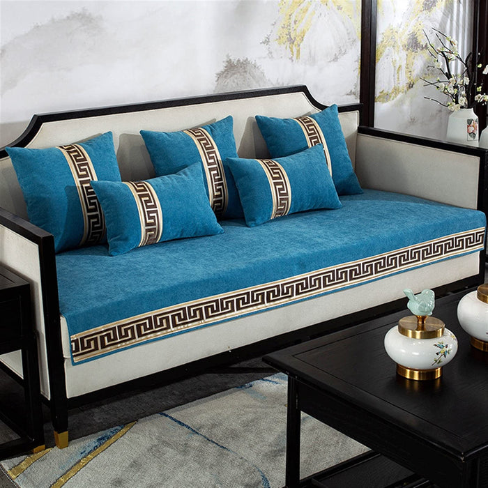 Chińska solidna kanapa Ręcznik do salonu Klasyczna niebieska sofa obejmuje prostotę Chenille Couch Okładka Pokrywa sofa kanapy kanapy (Color : Veemi 03, Specification : 70x240cm 1pc)