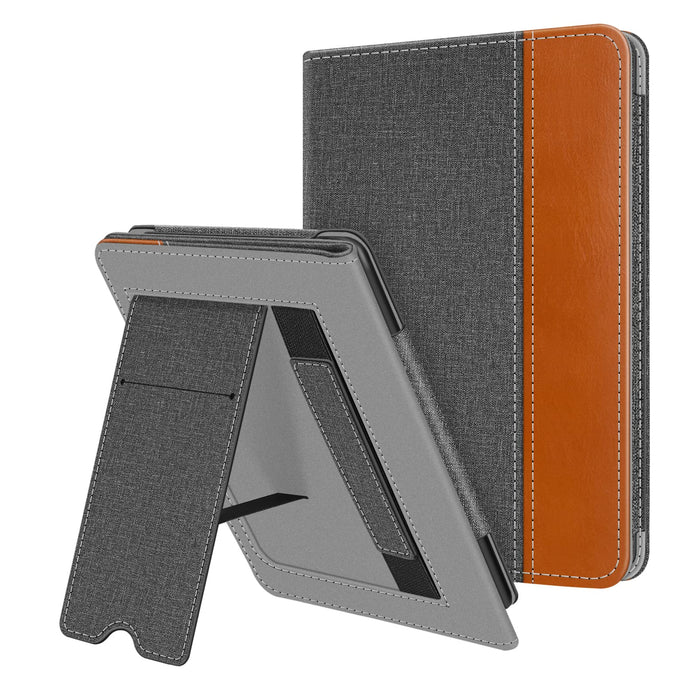 Fintie Etui z podstawką do Kindle Paperwhite 6,8" (11. generacji - 2021) i Kindle Paperwhite Signature Edition - wysokiej jakości skóra PU pokrowiec z gniazdem na karty i paskiem na rękę (ZZ- Szary Dżinsowy)