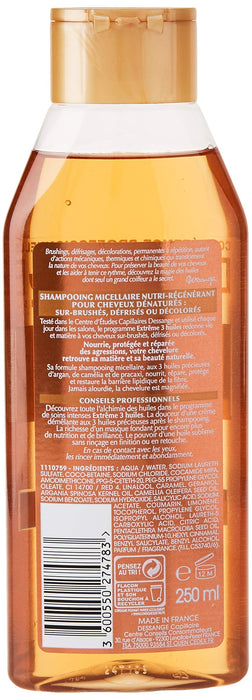 Dessange – Ekstremalny szampon 3-olejowy, na bazie micelli, składniki odżywcze do suchych włosów – 250 ml – 1 sztuka
