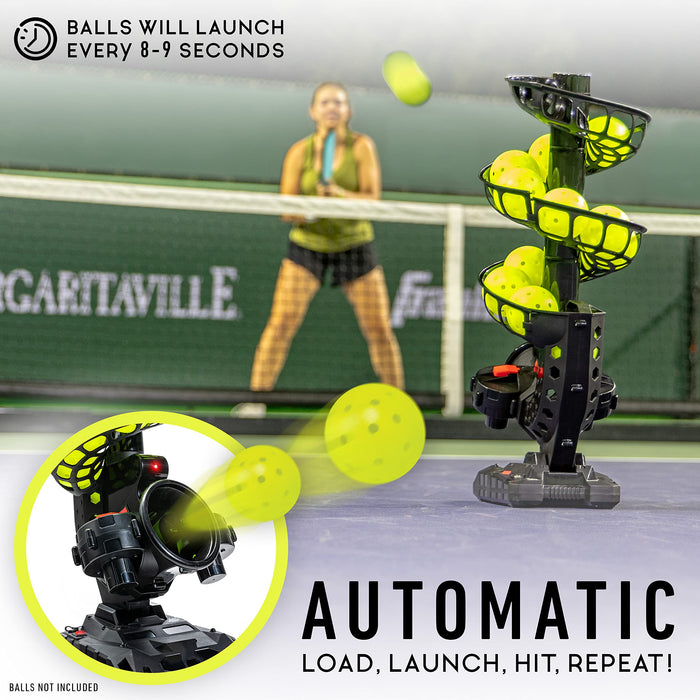 Franklin Sports Automatyczna wyrzutnia Pickleball - ProShot Pickleball Tosser do ćwiczeń Pickleball + treningu - przenośny miotacz do pickleballu + podajnik piłek - sprzęt treningowy do pickleballa + pomoc