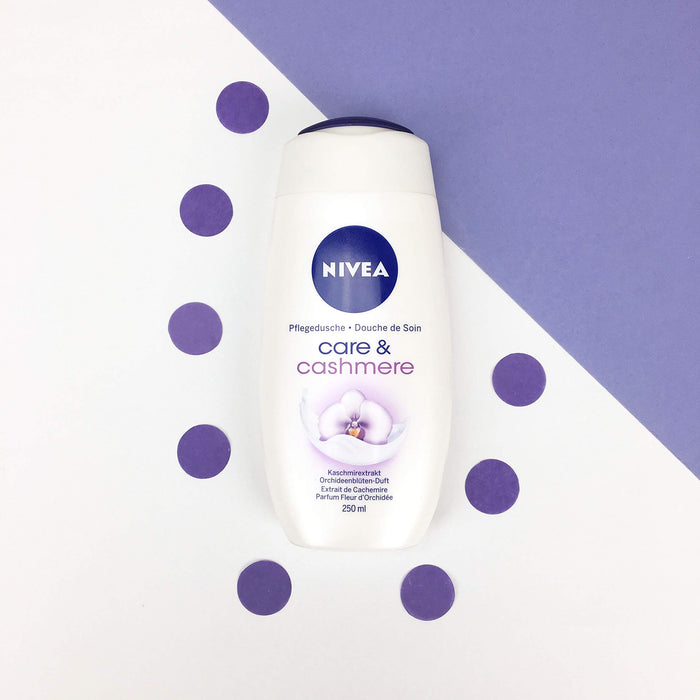 NIVEA Kremowy żel pod prysznic i kaszmiru (250 ml), bogaty żel pod prysznic z ekstraktem z kaszmiru i delikatnym zapachem storczyka, kremowy żel pod prysznic dla gładkiej skóry