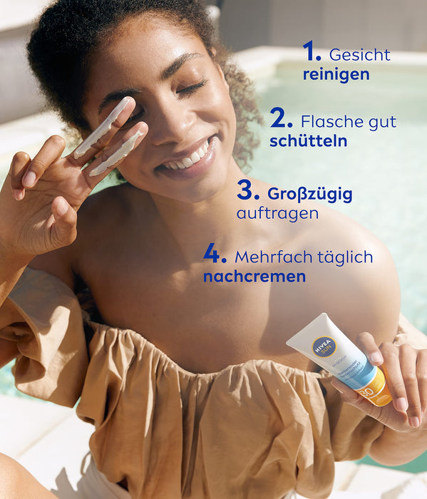 NIVEA Sun UV matująca ochrona przed słońcem SPF 30 (50 ml), nietłusty krem przeciwsłoneczny do twarzy, mleczko do opalania o lekkiej teksturze