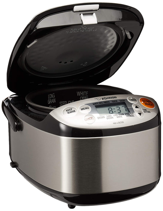 Zojirushi NS-LGC05XB Micom Rice Cooker & ciepło, 3 miseczki (bez pudełka), czarna nierdzewna