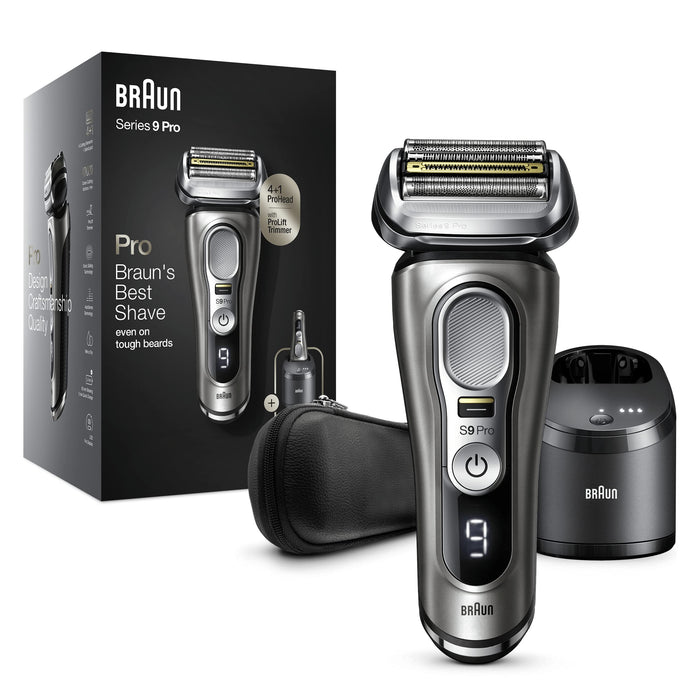 Braun Braun Series 9 Pro Golarka Męska z Głowicą Tnącą 4+1, Czarny/Srebrny, 5 ostrzy