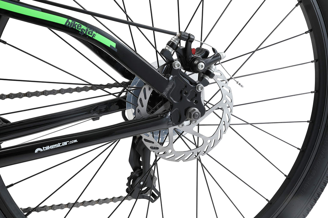 BIKESTAR aluminiowy rower górski młodzieżowy 26", 27.5", 29 cali hardtail | 21 biegów Shimano, hamulec tarczowy, amortyzowany widelec