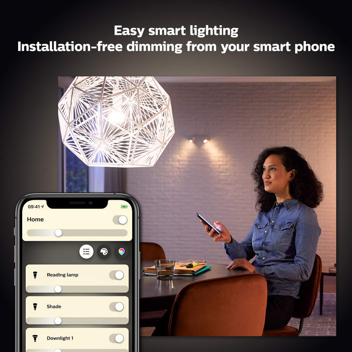 Philips Hue White Zestaw, 2x Inteligentna żarówka LED E27 9W A60, ciepłe białe światło, możliwość przyciemniania, sterowanie aplikacją