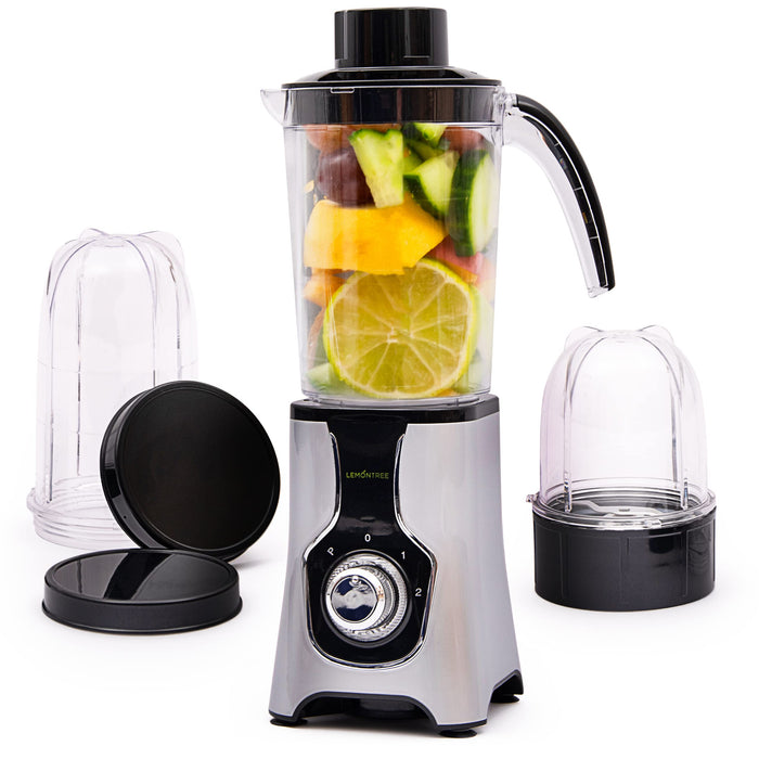 Lemontree Blender stojący Smoothie Maker 700 W, szklana butelka 1,5 l, 2 regulowane prędkości i funkcja pulsu, funkcja kruszenia lodu, nadaje się do mycia w zmywarce
