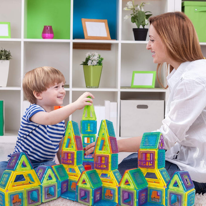 Theefun 100 Sztuk Magnetycznych Klocków Konstrukcyjnych, Zestaw Klocków Magnetycznych dla Dzieci Zabawki Magnetyczne Klocki Konstrukcyjne dla Dzieci Gry dla 3 4 5 6 7-letnich Chłopców i Dziewcząt