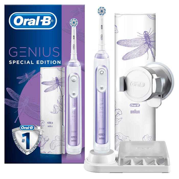 Oral-B Genius Special Edition Szczoteczka Elektryczna, Specjalna Edycja, Rączka Szczoteczki Wykorzystująca Sztuczną Inteligencję, z Etui Podróżnym, Fioletowa