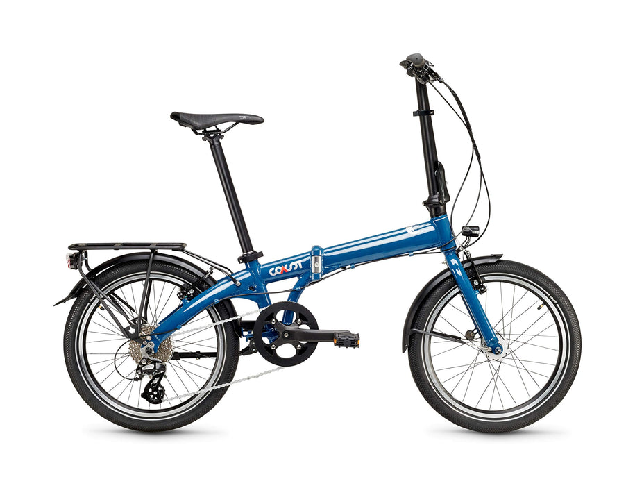 COAST Bikes Unisex – rower dla dorosłych, Hightide nr 03 8S, składany rower, Midnight Blue, 20 cali