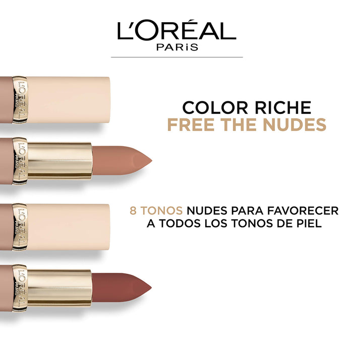 L'Oréal Paris Color Riche Free the Nudes Pomadka w sztyfcie, szminka, gładkie i idealnie matowe usta, 03 No Doubts, 5 ml