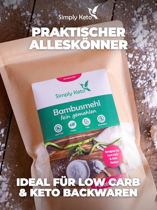 Simply Keto Mąka Bambusowa z Włókna Bambusowego Low Carb - 300g drobno zmielona - Low Carb Mąka Alternatywa dla Wypieków - Idealna do Diety Low Carb i Ketogenicznej - Bezglutenowa i Wegańska