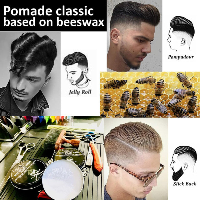 Pomade Neala Classic - 150gr - Wosk do stylizacji męskich włosów wzbogacony witaminami i woskiem pszczelim - Błyszczące wykończenie, miękkie do średniego utrwalenia