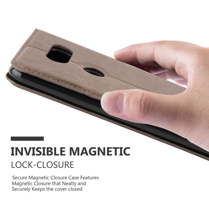 Cadorabo Etui na książkę współpracuje z LG V30 w kolorze brązowym kawowym - z magnetycznym zamknięciem, funkcją stojaka i przegródką na karty - portfel etui pokrowiec pokrowiec ze skóry PU z klapką