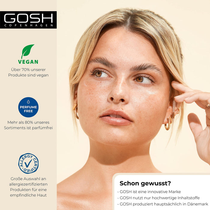 GOSH Płynny sztyft do brwi do naturalnych brwi, 100% wegański, precyzyjna aplikacja do perfekcyjnie uformowanych brwi, długo utrzymujący się i nie zawiera substancji zapachowych I nadaje się dla alergików, 003 ciemny brąz