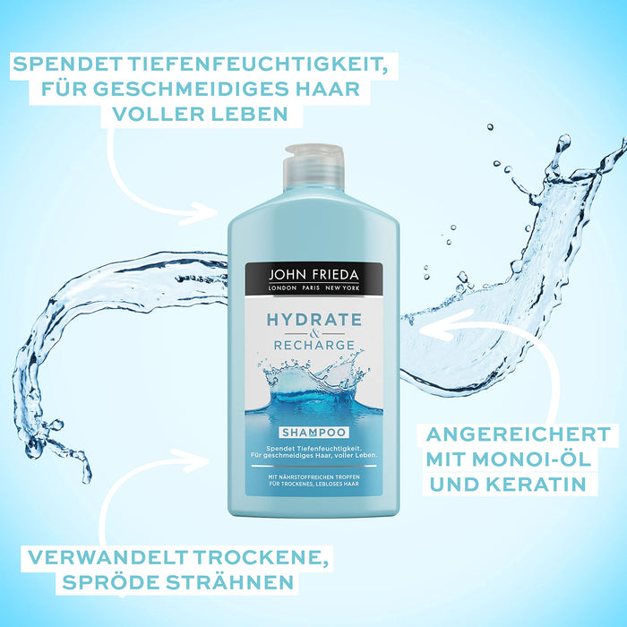 John Frieda Hydrate & Recharge - Szampon - Działa głęboko, 1 opakowanie (1 x 250 ml)