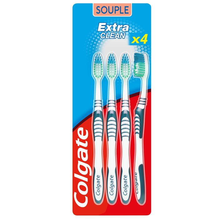 COLGATE Extra Clean Brosse a Dents - Souple - x4