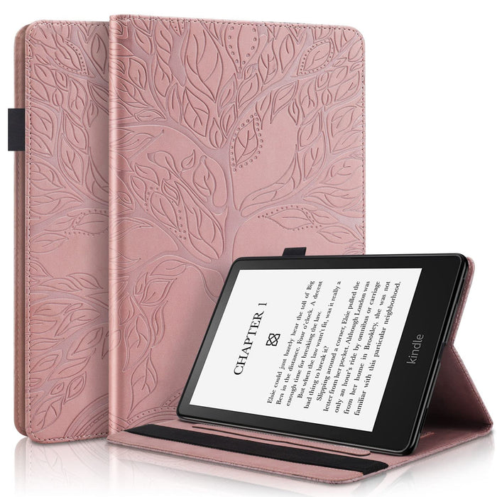 YKTO Bookstyle Flip Tablet Case do Kindle Paperwhite 5 2021 etui ze skóry PU, odporny na uderzenia zderzak, zamknięcie magnetyczne, szlufki na karty Folio, funkcja stojaka, etui do Kindle Paperwhite 5 2021, kolor różowe złoto