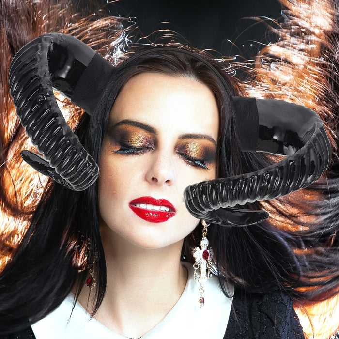 Lurrose Horns Cosplay Headband Demon Horn Headband Diabel Horns Cosplay Black Maleficent Opaska Dla Kobiet Photography Props Halloween Cosplay Costume