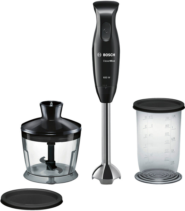 Bosch MSM2610B mikser ręczny CleverMixx z czterema ostrzami, 600 W, czarny/szary blender i deska do siekania różne kolory czarny
