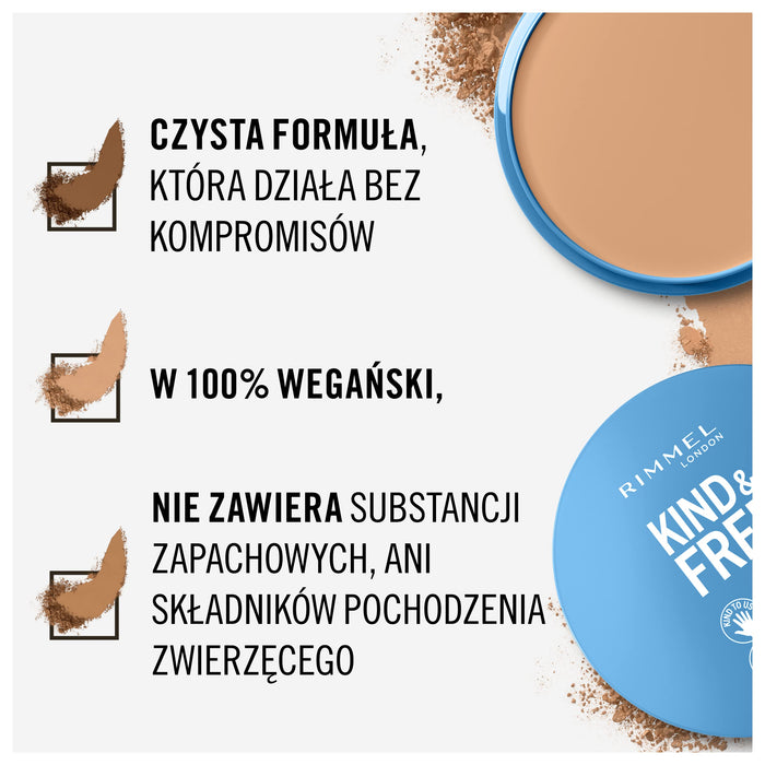 Rimmel KIND&FREE - wegański puder prasowany nr 10 Transparentny, 10g