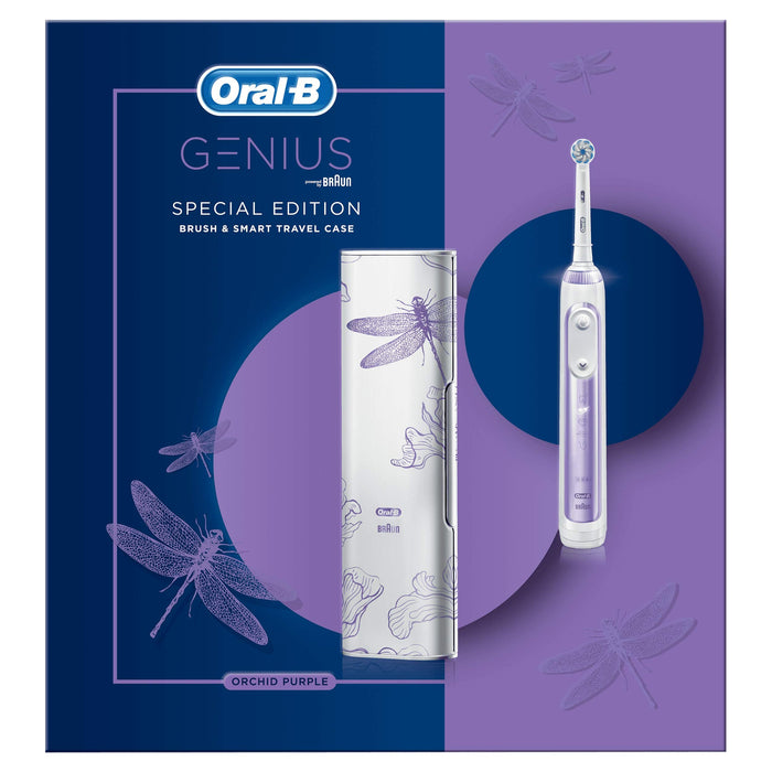 Oral-B Genius Special Edition Szczoteczka Elektryczna, Specjalna Edycja, Rączka Szczoteczki Wykorzystująca Sztuczną Inteligencję, z Etui Podróżnym, Fioletowa
