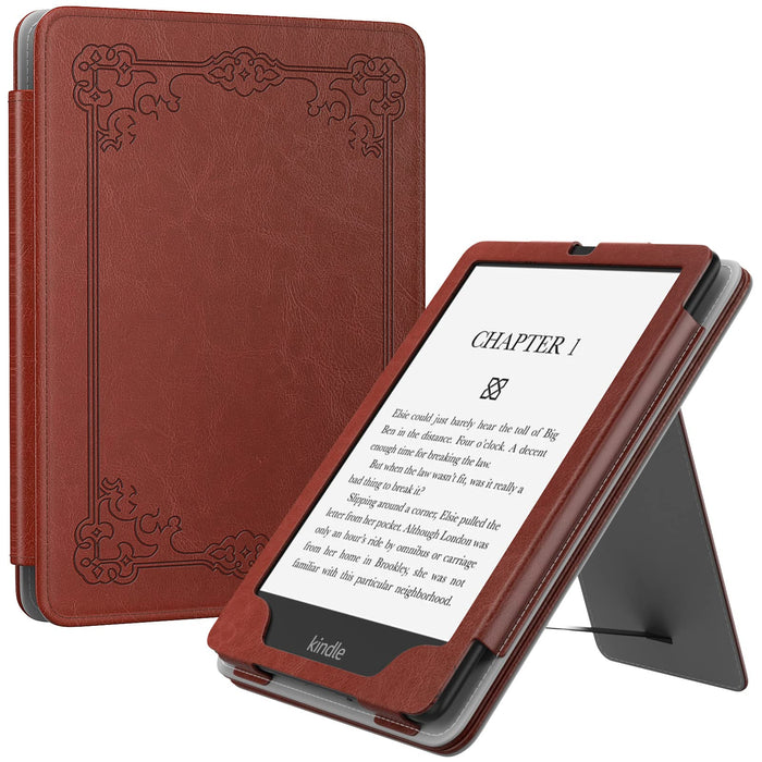 MoKo Case Fits ALL-new Kindle Paperwhite 11th Generation-2021, Slim PU Tablet Shell Cover Stand Case with Auto-Wake/Sleep, for Kindle Paperwhite 2021 kids & Signature Edition 6.8", Vintage Style