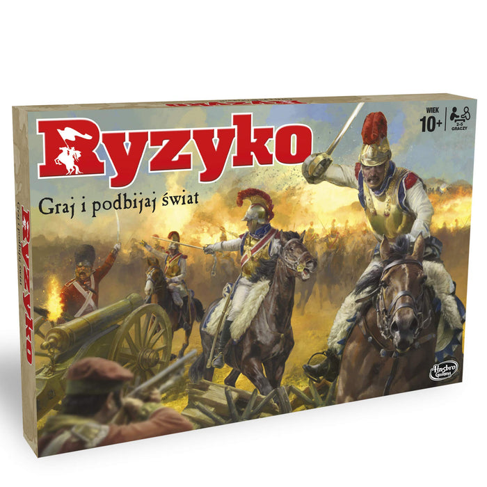 Ryzyko, strategiczna gra planszowa, zaktualizowane figurki, ulepszone karty Misja, wojenne skrzynie, dla dorosłych i dzieci w wieku od 10 lat, od 2 do 5 graczy.