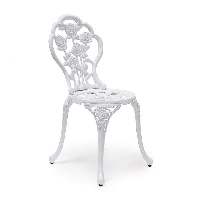 Relaxdays Krzesło bistro 81 x 41 x 41 cm, krzesło tarasowe, krzesło ogrodowe z aluminium, na werandę i ogród, meble ogrodowe w stylu antycznym, styl secesyjny, kolor biały