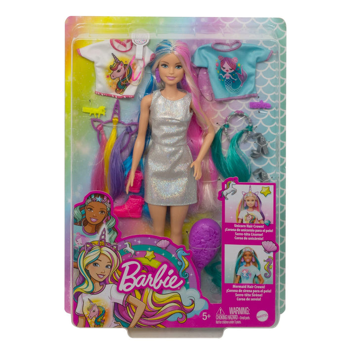 Barbie, Baśniowa Fryzura Lalka Ze Stylizacją Na Jednorożca Lub Syrenkę GHN04