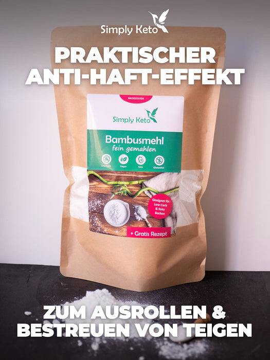 Simply Keto Mąka Bambusowa z Włókna Bambusowego Low Carb - 300g drobno zmielona - Low Carb Mąka Alternatywa dla Wypieków - Idealna do Diety Low Carb i Ketogenicznej - Bezglutenowa i Wegańska