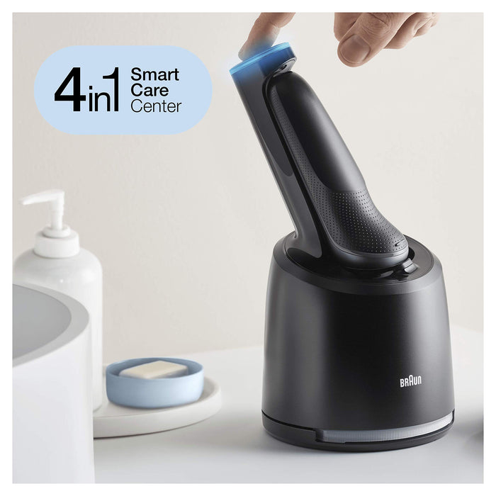 Braun Series 6cc Golarka elektryczna do golenia dla mężczyzn, z 3 elastycznymi ostrzami, trymer do brody, bodygroomer, stacja czyszczenia, nasadki EasyClick, Wet&Dry, N7650cc, szara