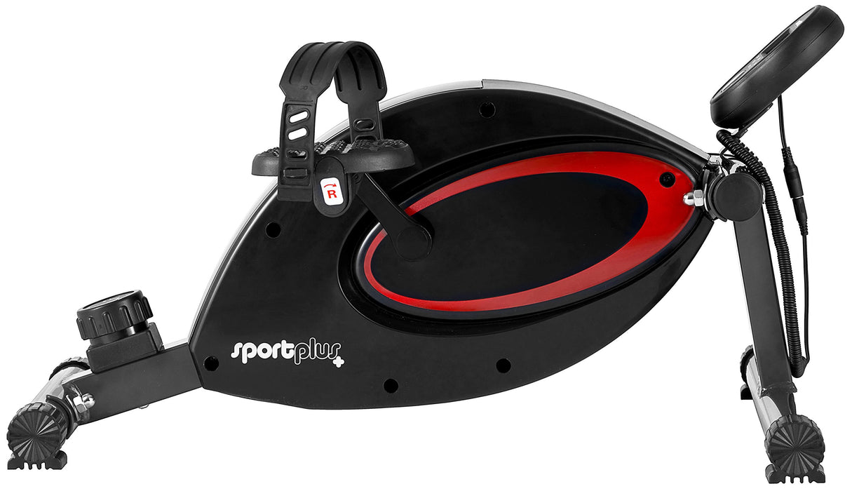 SportPlus | Model 2022 | trenażer nóg do domu i biura, mini trenażer domowy Bluetooth z hamulcem magnetycznym i 8 poziomami oporu, z komputerem treningowym, bardzo szerokie pedały