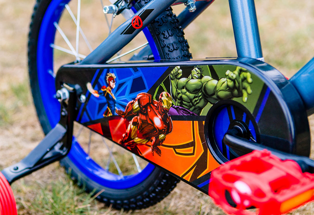 Huffy Marvel Avengers Chłopcy Stare Dzieci ft Hulk Iron Man Thor Kapitan Ameryka, Szary, 16-calowy rower 5-7 lat