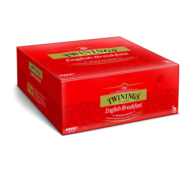 Twinings English Breakfast herbata 200 g, czarna herbata ∙ pełna, okrągła i mocna czarna herbata z najlepszych ogrodów herbaty Sri Lanki i Indien. Black Tea, 100 torebek herbaty, 1 opakowanie (1 x 200 g)