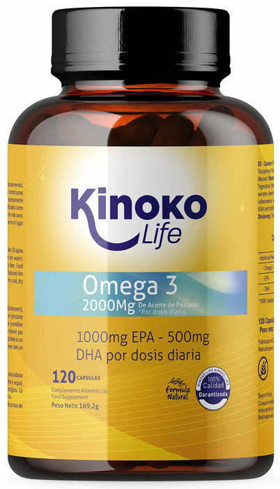 OMEGA 3 2000 mg | EPA 1000 mg | DHA 500 mg | 120 kapsułek | Dzikie ryby | Nie zawiera metali ciężkich (kadm, ołów i rtęć) | Maksymalne przyswajanie | Suplement diety z kwasami tłuszczowymi Omega 3