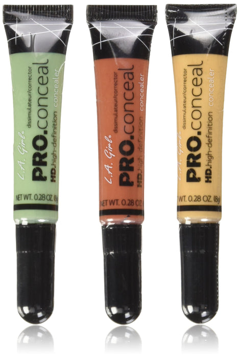 3 szt. L.A. Girl Pro Conceal HD High Definition Concealer & Corrector Orange 990 Yellow 991 Green 9920.25 Oz. by L.A. Girl