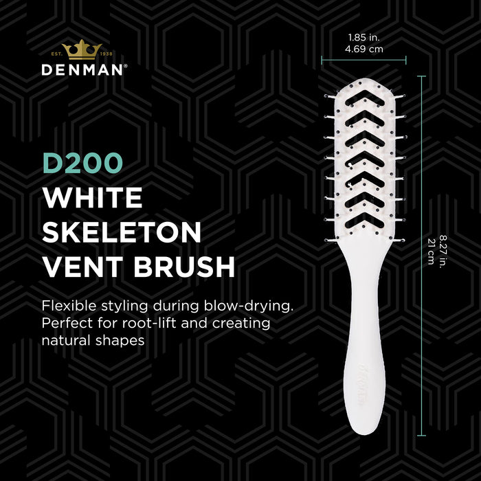 Denman D200 szczotka szkieletowa z otworem wentylacyjnym, biała