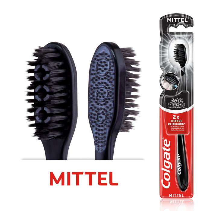 Colgate CN07304A Szczoteczka do Zębów z Węglem Aktywnym 360°, Czarny
