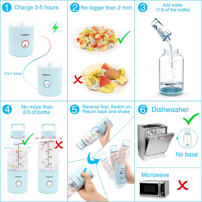 Smoothie Blender, przenośny blender PopBabies do koktajli, potężny przyrząd do smoothie z tacą na lód