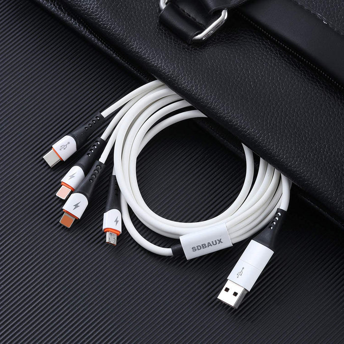 SDBAUX 3 A/1,2 m kabel do ładowania USB, 6 w 1 telefon USB A/USB-C na 2 iP/Micro USB/typ C, złącze do szybkiego ładowania, kompatybilny z tabletami, Samsung Galaxy S21 S20 S10, Google Pixel 4XL, LG V35, PS. 4