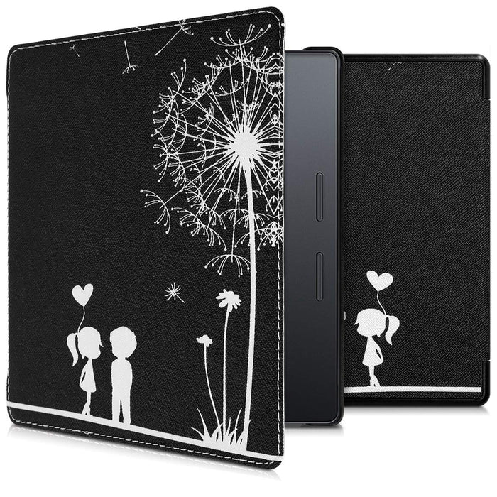 kwmobile Etui kompatybilne z Amazon Kindle Oasis 9. Generation - sztuczna skóra eReader pokrowiec ochronny Cover Case - dmuchawca Love biały czarny