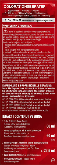 SCHWARZKOPF BRILLANCE Intensywny krem kolorowy 887 mahoniowy poziom 3, z dodatkową obróbką diamentową, 3 sztuki w opakowaniu (3 x 143 ml)