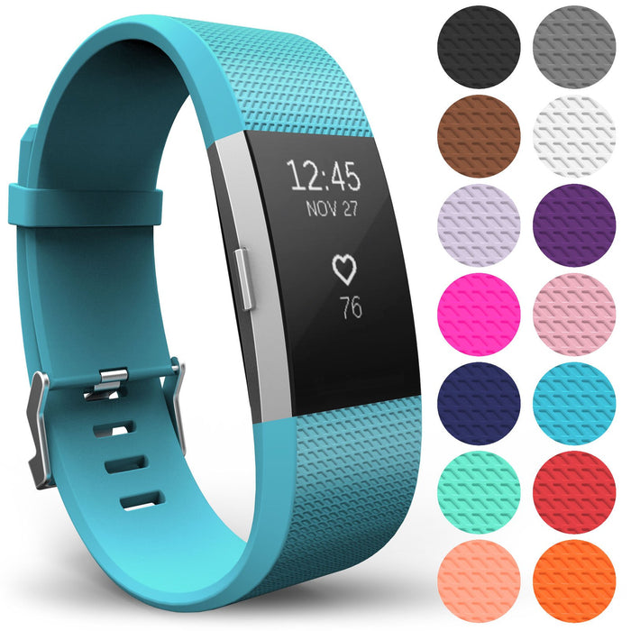Yousave Accessories Bransoletka kompatybilna z Fitbit Charge 2, zamienna bransoletka fitness i pasek do zegarka, silikonowa bransoletka sportowa i opaska fitness, bransoletka do zegarka na rękę Fitbit Charge2 w 15 kolorach