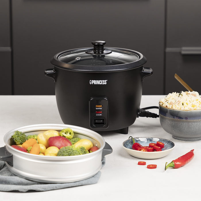 Ryżowar Princess 271936 - czarna matowa obudowa - pojemność 1L - do pięciu porcji