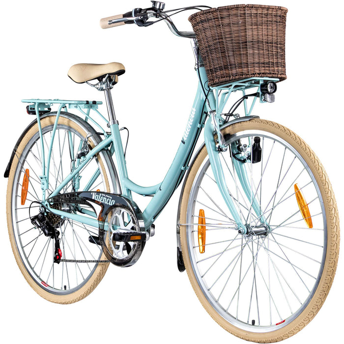 Galano Valencia damski rower holenderski, 28 cali, 150-175 cm, w stylu retro, z 6-biegową przerzutką i koszem, rower miejski, vintage